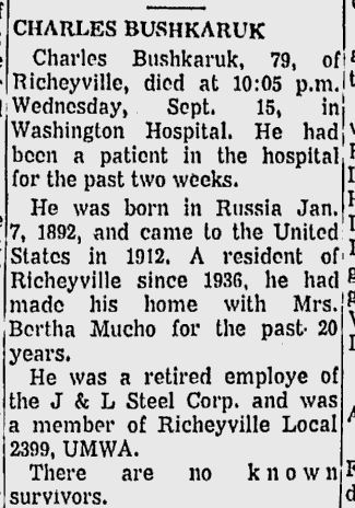 Charles Bushkaruk obituary